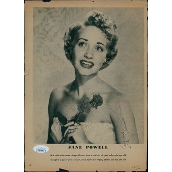 Jane Powell Actress Signed 8x11 Cut Magazine Page JSA Authenticated