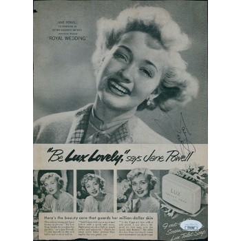 Jane Powell Actress Signed 8x10.5 Cut Magazine Page JSA Authenticated