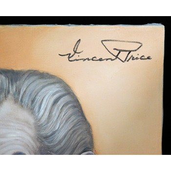 Vincent Price Signed 12x16 One Of A Kind Hand Painted Canvas JSA Authenticated