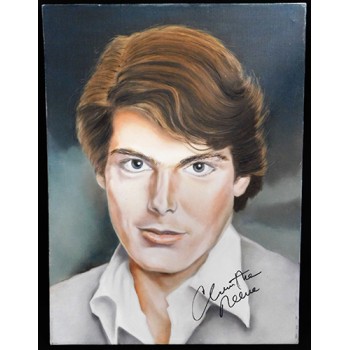 Christopher Reeves Signed 12x16 One Of A Kind Painted Canvas JSA Authenticated