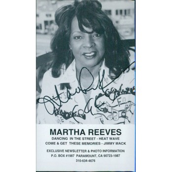 Martha Reeves Singer Signed 2x3.5 Promo Cut Photo JSA Authenticated