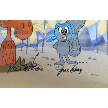 Rocky & Bullwinkle Signed Keith Scott June Foray Pushing Up Daisies Cel JSA Auth