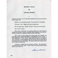 Lawrence Sanders McNally's Secret Signed Souvenir Typescript JSA Authenticated