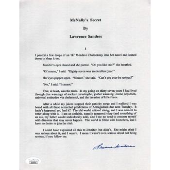 Lawrence Sanders McNally's Secret Signed Souvenir Typescript JSA Authenticated