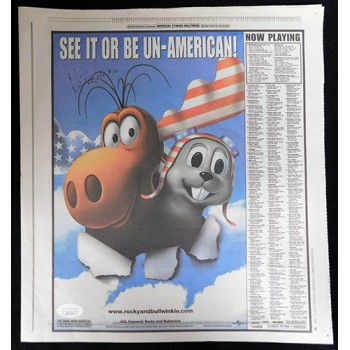 Keith Scott Adventures Rocky and Bullwinkle Signed Newspaper Page JSA Authentic