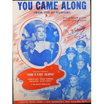 Lizabeth Scott Signed You Came Along Sheet Music JSA Authenticated