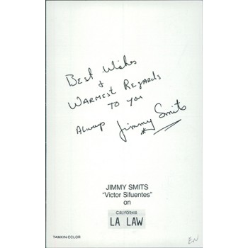 Jimmy Smits LA Law Actor Signed 3.5x5.5 Postcard Photo JSA Authenticated
