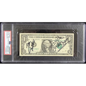 Tom And Dick Smothers Brothers Signed Signed One Dollar Bill Currency PSA Authen