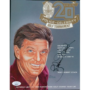 Robert Stack Untouchables Actor Signed Golf Program Page JSA Authenticated