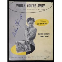 Barbara Stanwyck Signed While You're Away Sheet Music JSA Authenticated