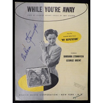 Barbara Stanwyck Signed While You're Away Sheet Music JSA Authenticated