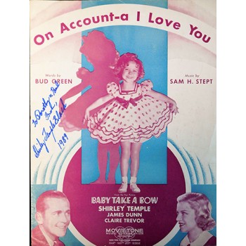 Shirley Temple Black Signed Baby Take A Bow Sheet Music JSA Authenticated