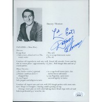 Danny Thomas Signed 6.25x8.5 Recipe Page JSA Authenticated