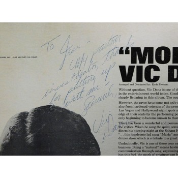 Vic Dana More Signed LP Album JSA Authenticated