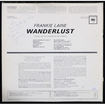 Frankie Laine Signed Wanderlust LP Record Album Cover JSA Authenticated