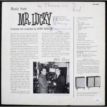 Henry Mancini Signed The Music From Mr. Lucky Album JSA Auth Personalized No LP