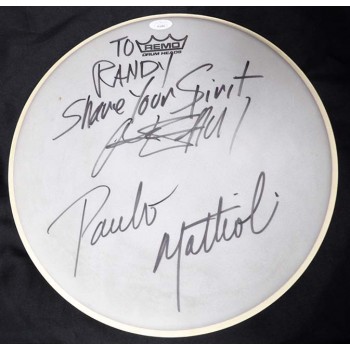 Paulo Mattioli Musician Signed Remo 14 inch Drumhead JSA Authentic Personalized