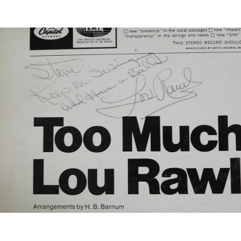 Lou Rawls Jazz Musician Signed Too Much! LP Album JSA Authenticated