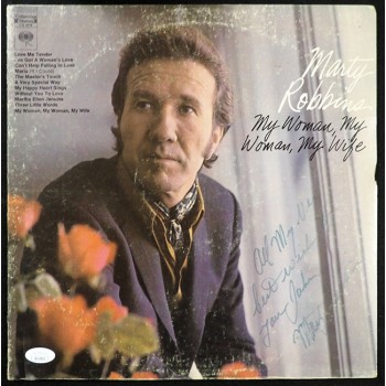 Marty Robbins Signed My Woman, My Woman, My Wife LP Record Album Cover JSA Auth
