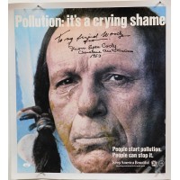 Iron Eyes Cody Actor Signed 20x22 Mounted Pollution Poster JSA Authenticated
