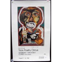 Bill Gersh Artist Signed Taos Poetry Circus 15x24 Poster JSA Authentic Damaged