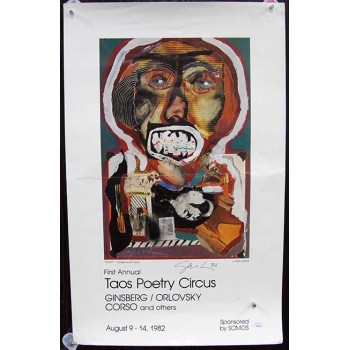 Bill Gersh Artist Signed Taos Poetry Circus 15x24 Poster JSA Authentic Damaged