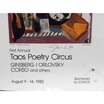 Bill Gersh Artist Signed Taos Poetry Circus 15x24 Poster JSA Authentic Damaged