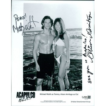 Acapulco HEAT Alison Armitage Michael Worth Signed 8x10 Promo Photo JSA Authen