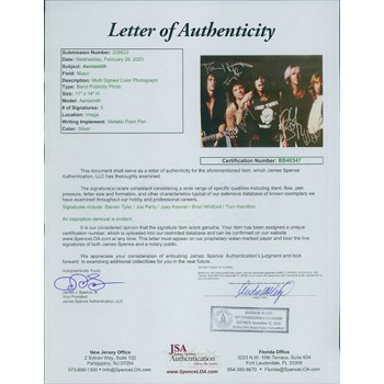 Aerosmith Full Group Signed 11x14 Matted Matte Photo JSA Authenticated
