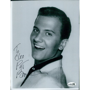 Pat Boone Actor Singer Signed 8x10.5 Cut Cardstock Photo JSA Authenticated Kinks
