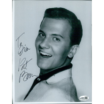 Pat Boone Actor Singer Signed 8x10.5 Cut Cardstock Photo JSA Authenticated Kinks