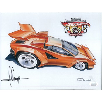 Fraser Campbell Hot Wheels designer Signed 8.5x11 Cardstock Photo JSA Authentic