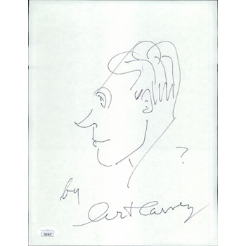 Art Carney Honeymooners Signed 8.5x11 Cardstock Sketch JSA Authenticated