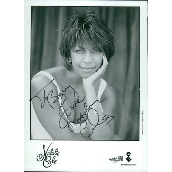 Natalie Cole Singer Signed 7x10 Matte Promo Photo JSA Authenticated Personalized Natalie Cole Singer Signed 7x10 Matte Promo Photo JSA Authenticated Personalized