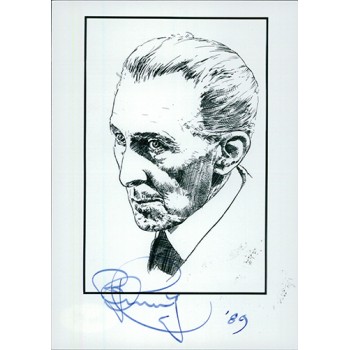 Peter Cushing Actor Signed 4x5.75 Matte Photo JSA Authenticated