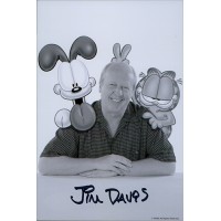 Jim Davis Garfield Cartoonist Signed 4x6 B&W Promo Photo JSA Authenticated
