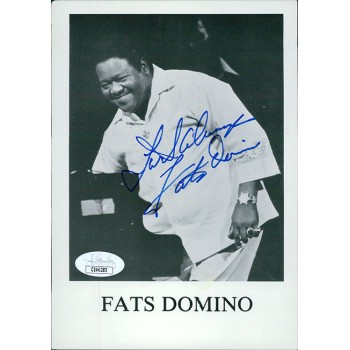 Fats Domino Piano Musician Signed 5x7 Cardstock Photo JSA Authenticated Creased