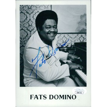 Fats Domino Piano Musician Signed 5x7 Cardstock Photo JSA Authenticated Creased