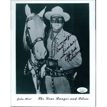 John Hart The Lone Ranger Actor Signed 8x10 Cardstock Photo JSA Authenticated