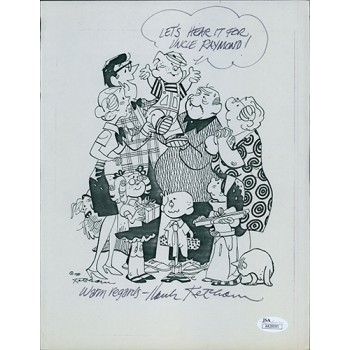 Hank Ketcham Dennis The Menace Signed 8.5x11 Page JSA Authenticated