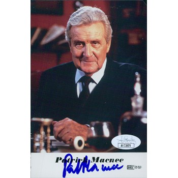 Patrick Macnee Actor Signed 4x6 Cardstock Photo JSA Authenticated