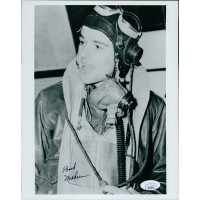 Walker Bud Mahurin WWII Ace Pilot Signed 8x10 Glossy Photo JSA Authenticated