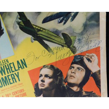 George Montgomery Charter Pilot Actor Signed 11x14 Lobby Card JSA Authenticated