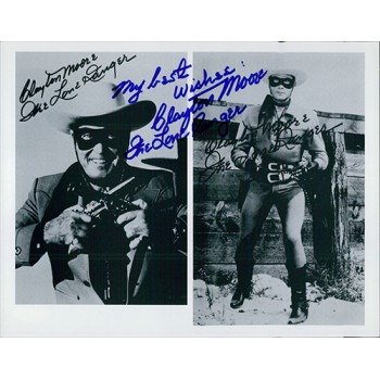 Clayton Moore Signed Lone Ranger 8x10 Card Stock Photo JSA Authenticated
