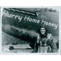 Richard A. Pete Peterson WWII Fighter Pilot Signed 8x10 Photo JSA Authenticated