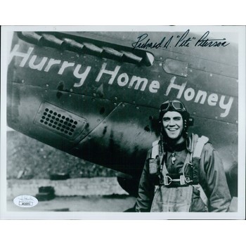 Richard A. Pete Peterson WWII Fighter Pilot Signed 8x10 Photo JSA Authenticated