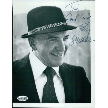 Telly Savalas Actor Signed 7.5x10 Cut Glossy Photo JSA Authenticated Telly Savalas Actor Signed 7.5x10 Cut Glossy Photo JSA Authenticated