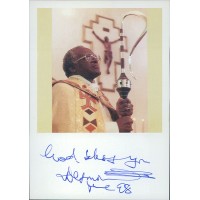 Desmond Tutu South African Archbishop Signed 4x5.5 Cardstock Photo JSA Authentic