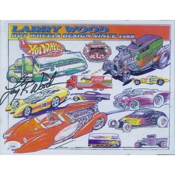 Larry Wood Hot Wheels Designer Signed 8.5x11 Page Photo JSA Authenticated
