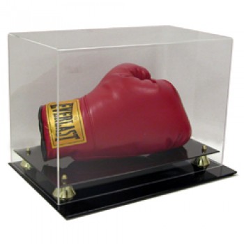 Deluxe Single Horizontal Boxing Glove Display with Gold Risers